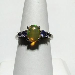 Opal and Tanzanite Ring